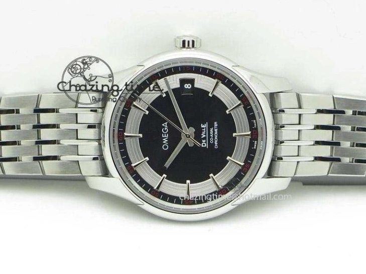 0823 De Ville Hour Vision Co-Axial 41mm SS V6F Best Edition Black Dial On SS Bracelet A BestValue 8277